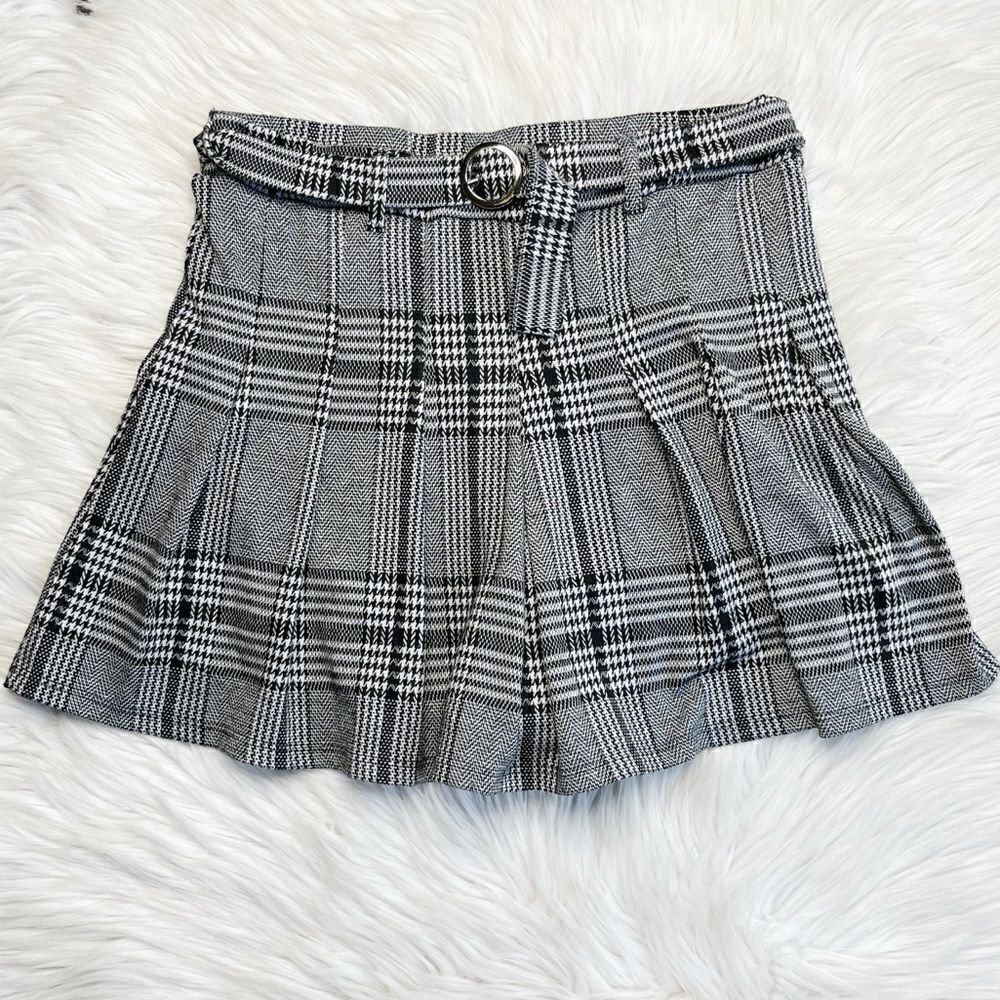 Shasa Houndstooth Pleated School Girl Skort Black & White Size Small
